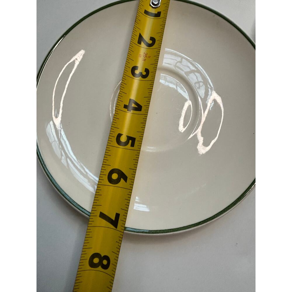 2 Continental Kilns USA Round Saucers Green Rim Restaurant Ware 7 inch - Picture 5 of 5